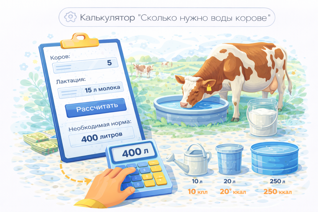 Калькулятор "сколько воды нужно корове"
