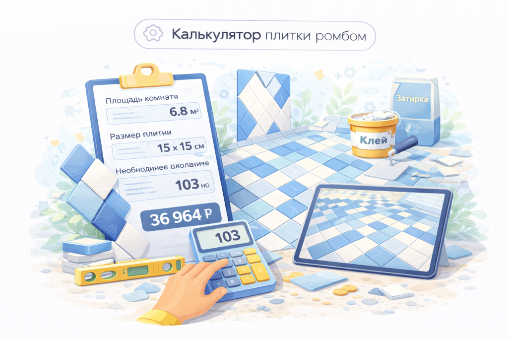 Калькулятор плитки ромбом