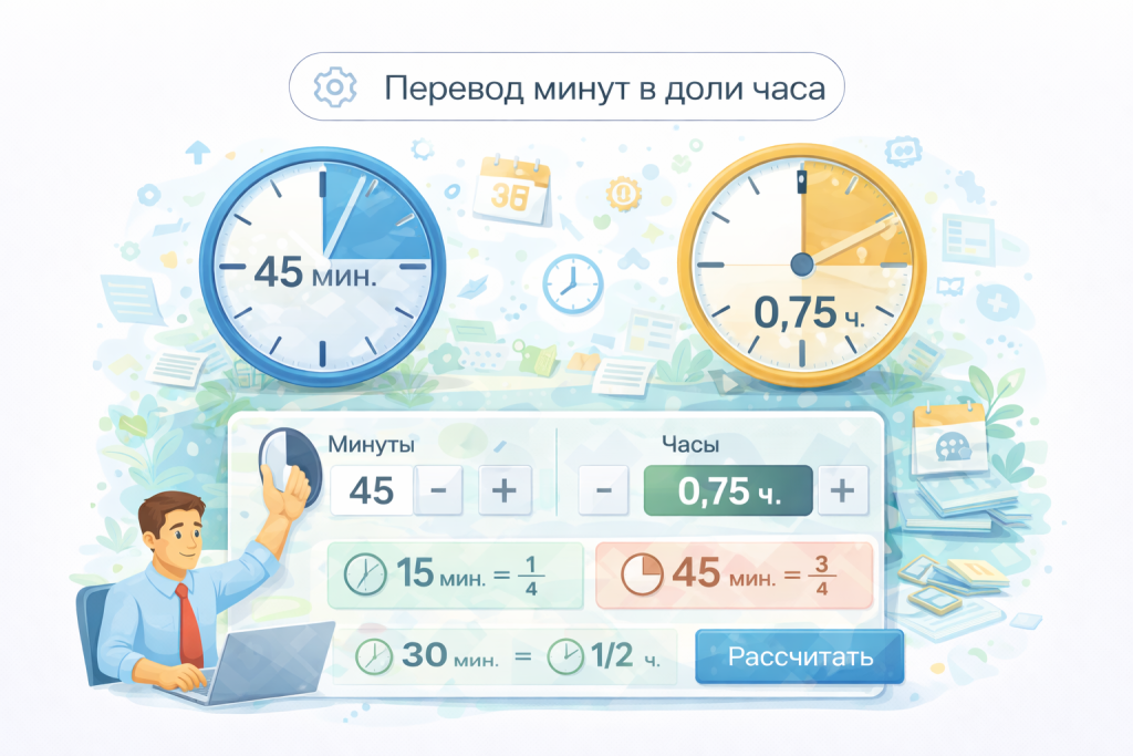 Перевод минут в доли часа