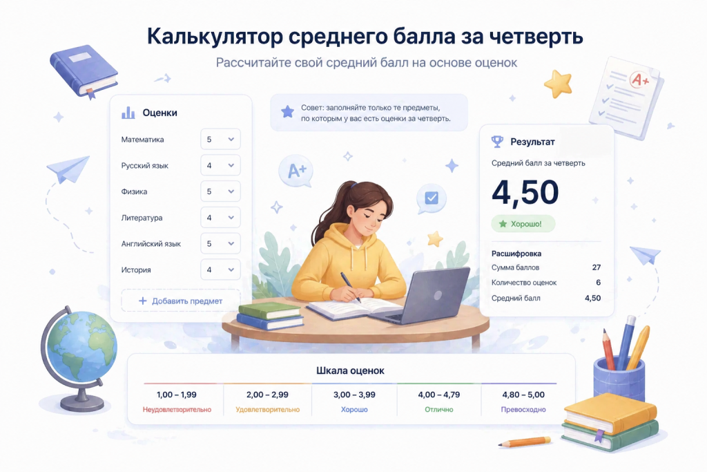 Калькулятор оценок за четверть