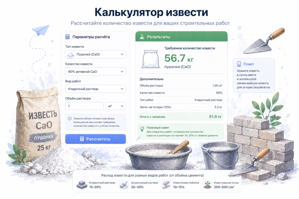 Калькулятор извести