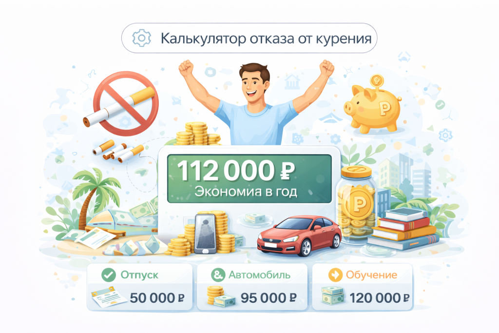 Калькулятор экономии при отказе от курения