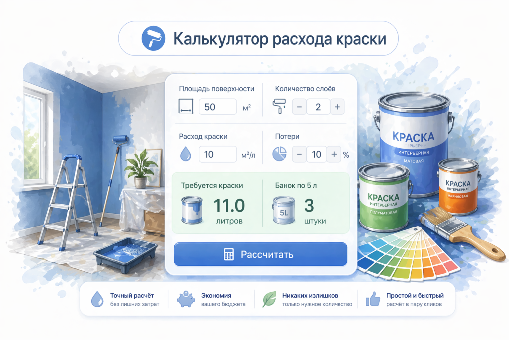 Калькулятор расхода краски