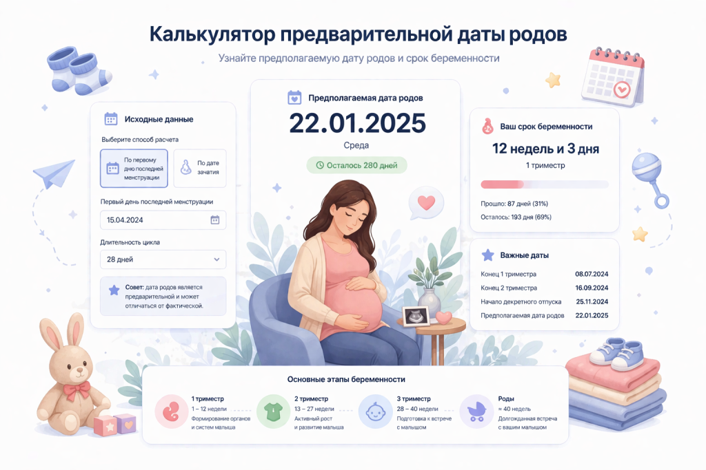 Калькулятор ПДР (преждевременной даты родов)