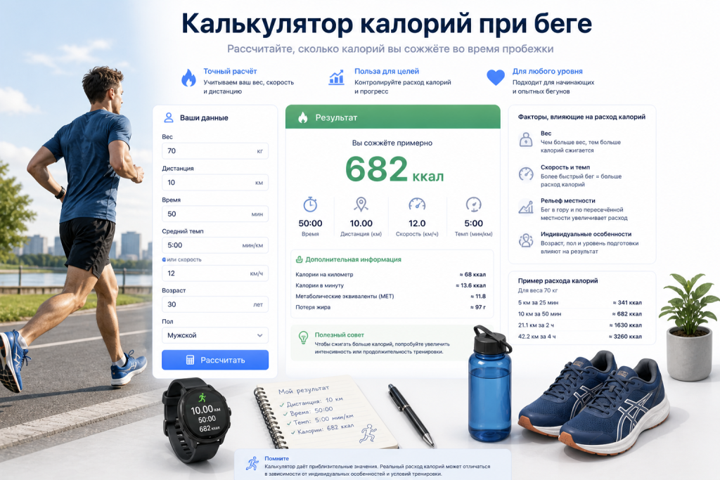 Калькулятор калорий при беге